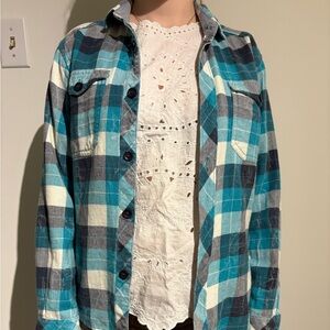 Billabong Teal and Navy Boys Shirt with Label Detail